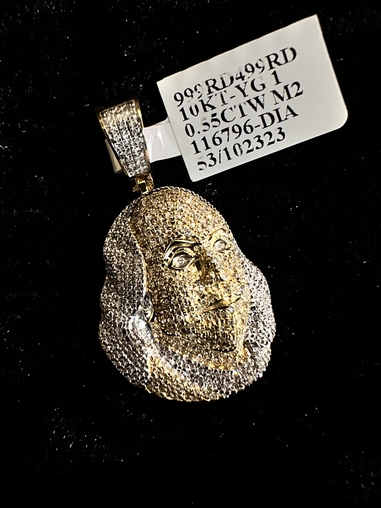 Two Tone Ben Franklin .55cttw Diamond 10K Gold Pendant