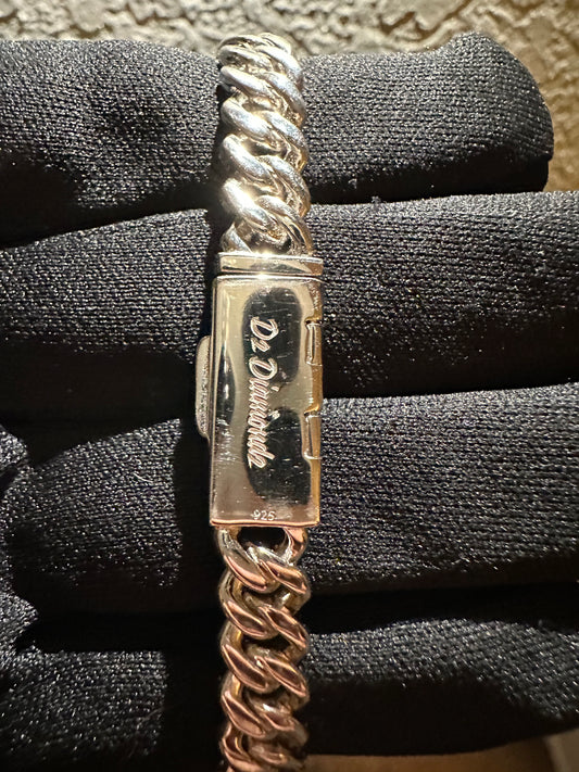 8mm .925 Silver & Moissanite Cuban Link Chain/Bracelet