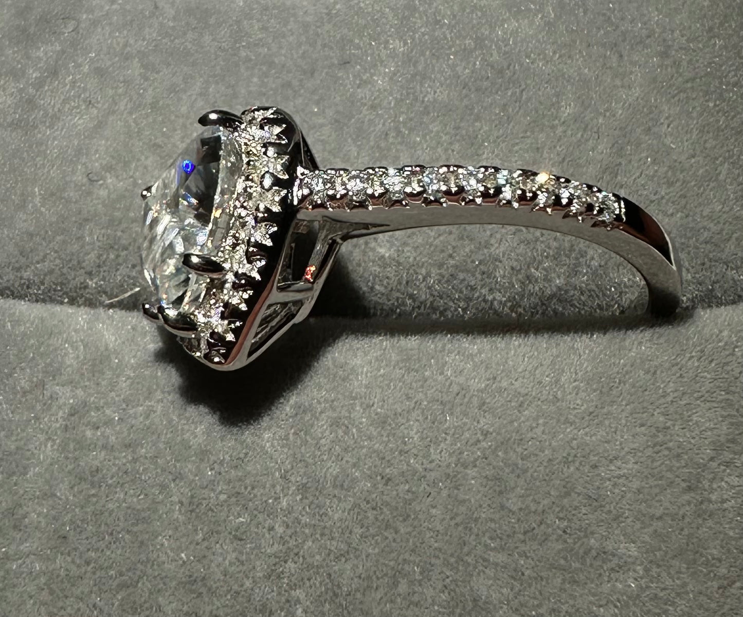 .925 Solid Silver and Moissanite Heart Shaped Ring