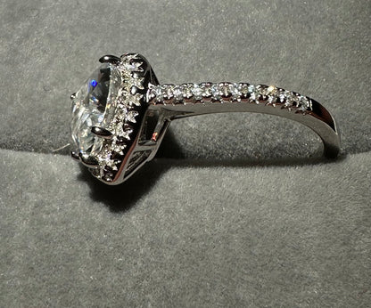 .925 Solid Silver and Moissanite Heart Shaped Ring