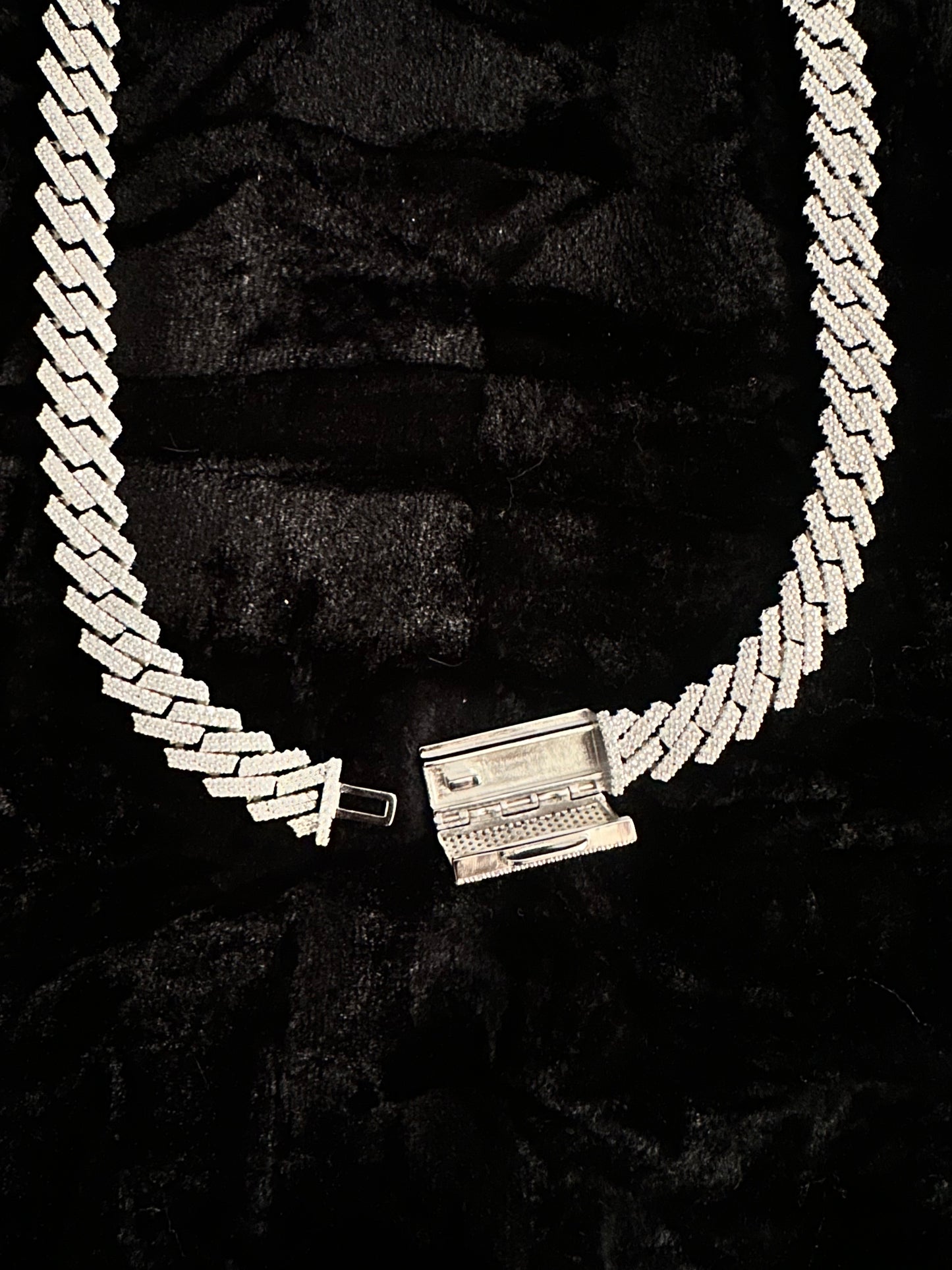 12mm Solid .925 Sterling Silver Moissanite Cuban Link Chain