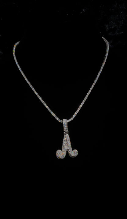 A-Z Letter Pendant & 2mm Tennis Chain