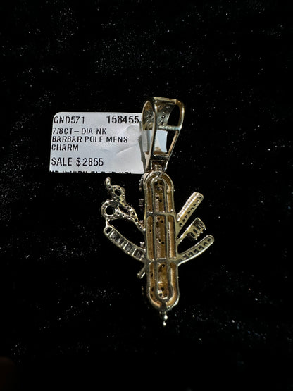 Enamel Barber Pole .83cttw Diamond 10K Gold Pendant