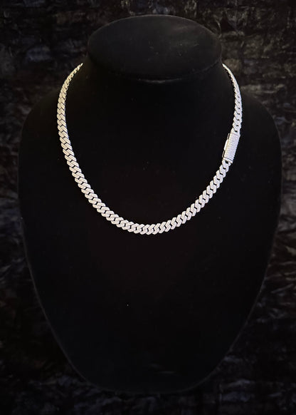 8mm .925 Silver & Moissanite Cuban Link Chain/Bracelet