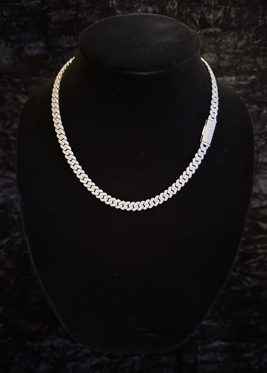 8mm .925 Silver & Moissanite Cuban Link Chain/Bracelet