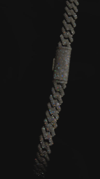 12mm Solid .925 Sterling Silver Moissanite Cuban Link Chain