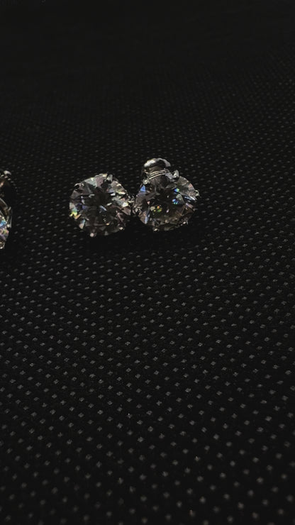 4mm, 5mm, 7.5mm, 8mm, 9mm .925 Sterling Silver Moissanite Stud Earrings