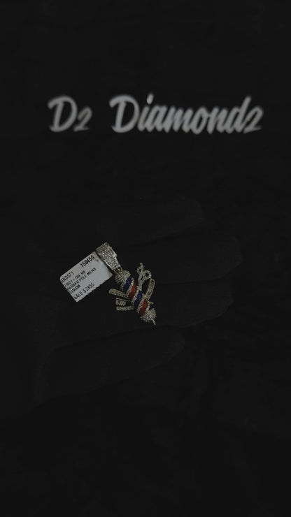 Enamel Barber Pole .83cttw Diamond 10K Gold Pendant