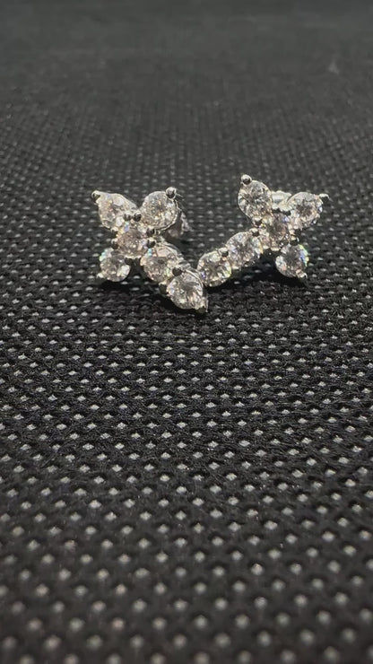 Cross Design .925 Sterling Silver Moissanite Earrings