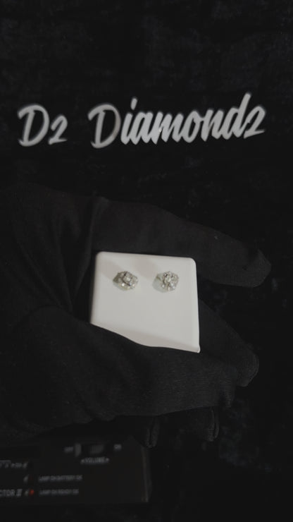 10K Gold Baguette & Solitaire .25cttw Diamond Earrings