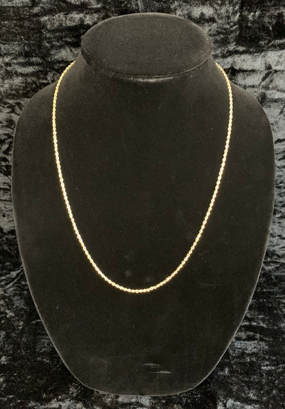 HOLLOW 10k Gold Diamond Cut Rope Chain