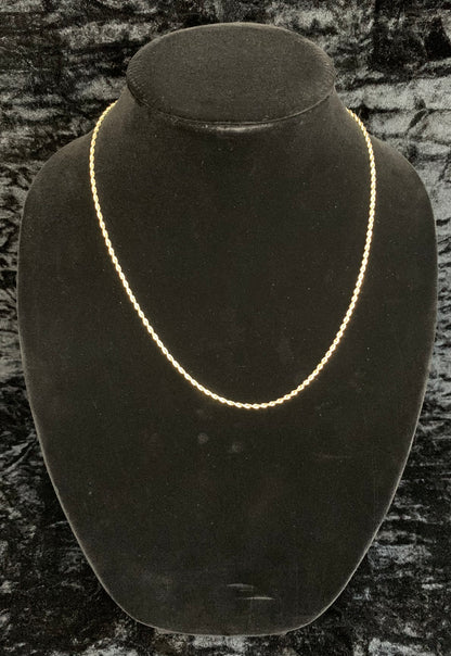 HOLLOW 10k Gold Diamond Cut Rope Chain