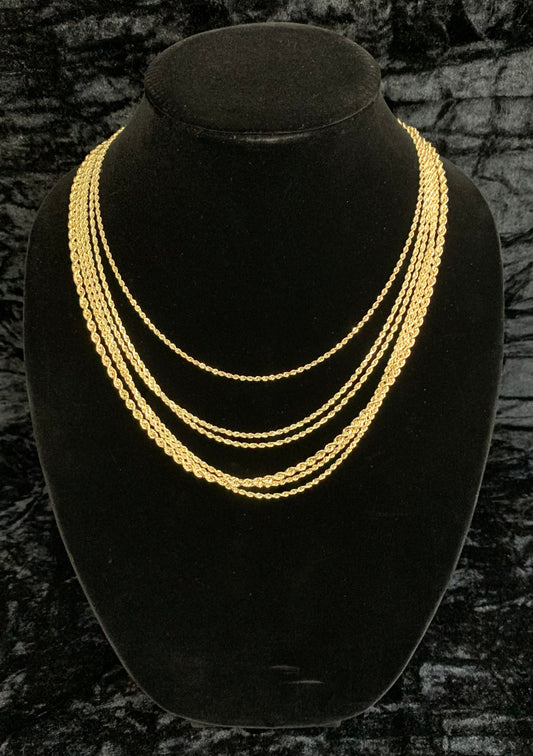 HOLLOW 10k Gold Diamond Cut Rope Chain